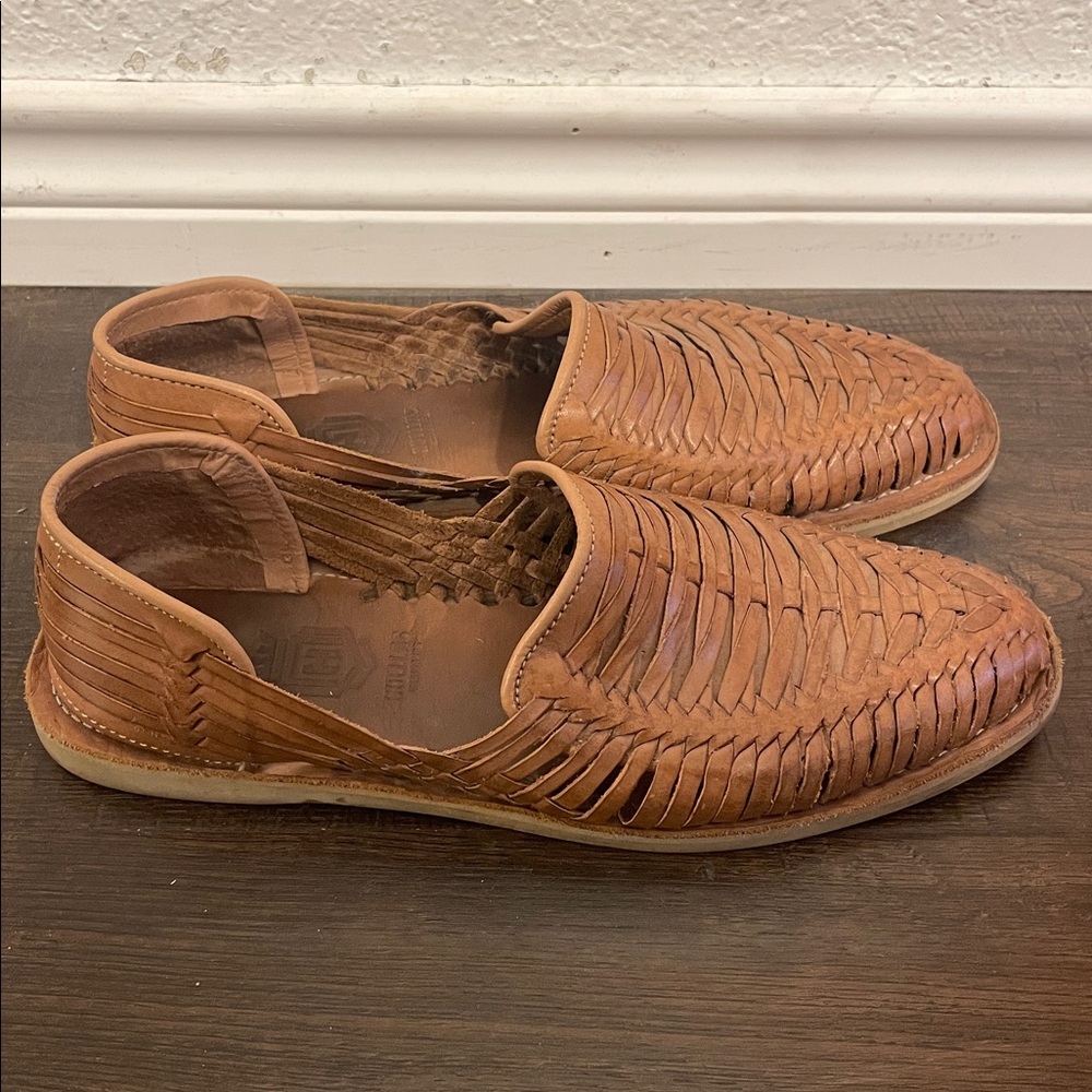 Hand Made Woven Tan Leather Huaraches